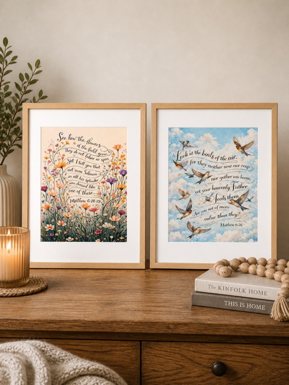 DDS 2-Set, Art Print, 8x10, Bible Verse, Paper Print, Unframed, Nature Series